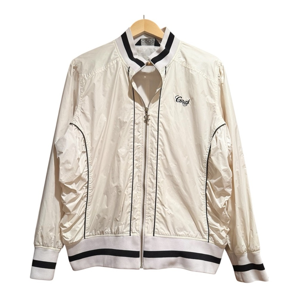 Coogi White Track Jacket Zip Up Embroidered Logo Y2K Streetwear Men’s Size 2xl